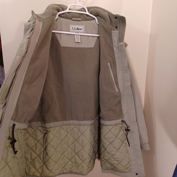 LL Bean Beige Parka Coat Winter Fleece/ Quilted Lining Soft & Warm! - Picture 7 of 9